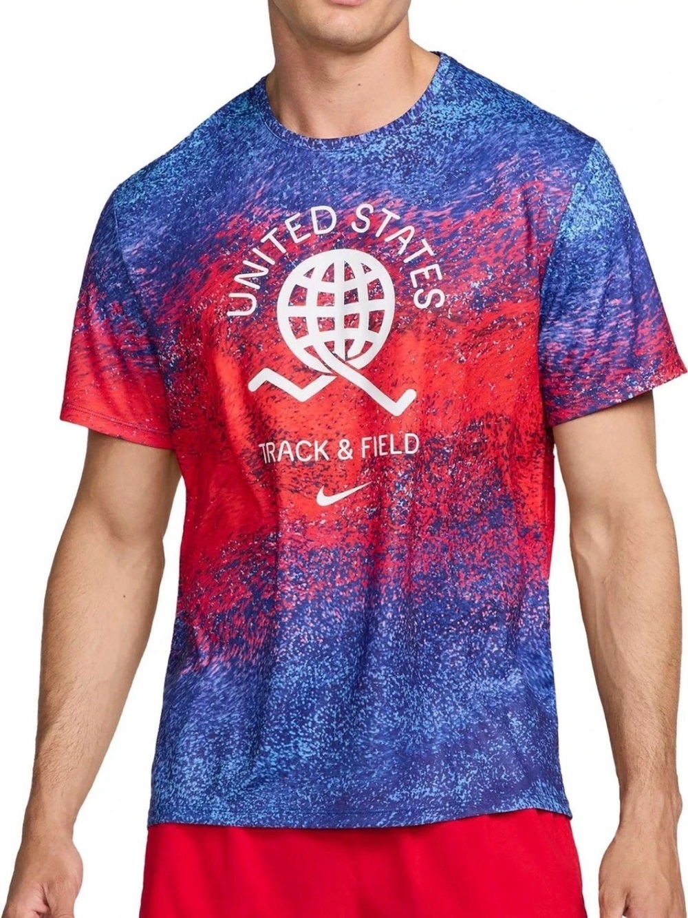 Nike Dri-FIT Men's USA Track & Field Miler Printed Running T-Shirt Sz L. NWT